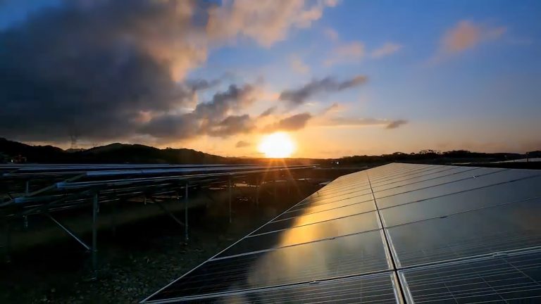 Solar cell panels at solar farm